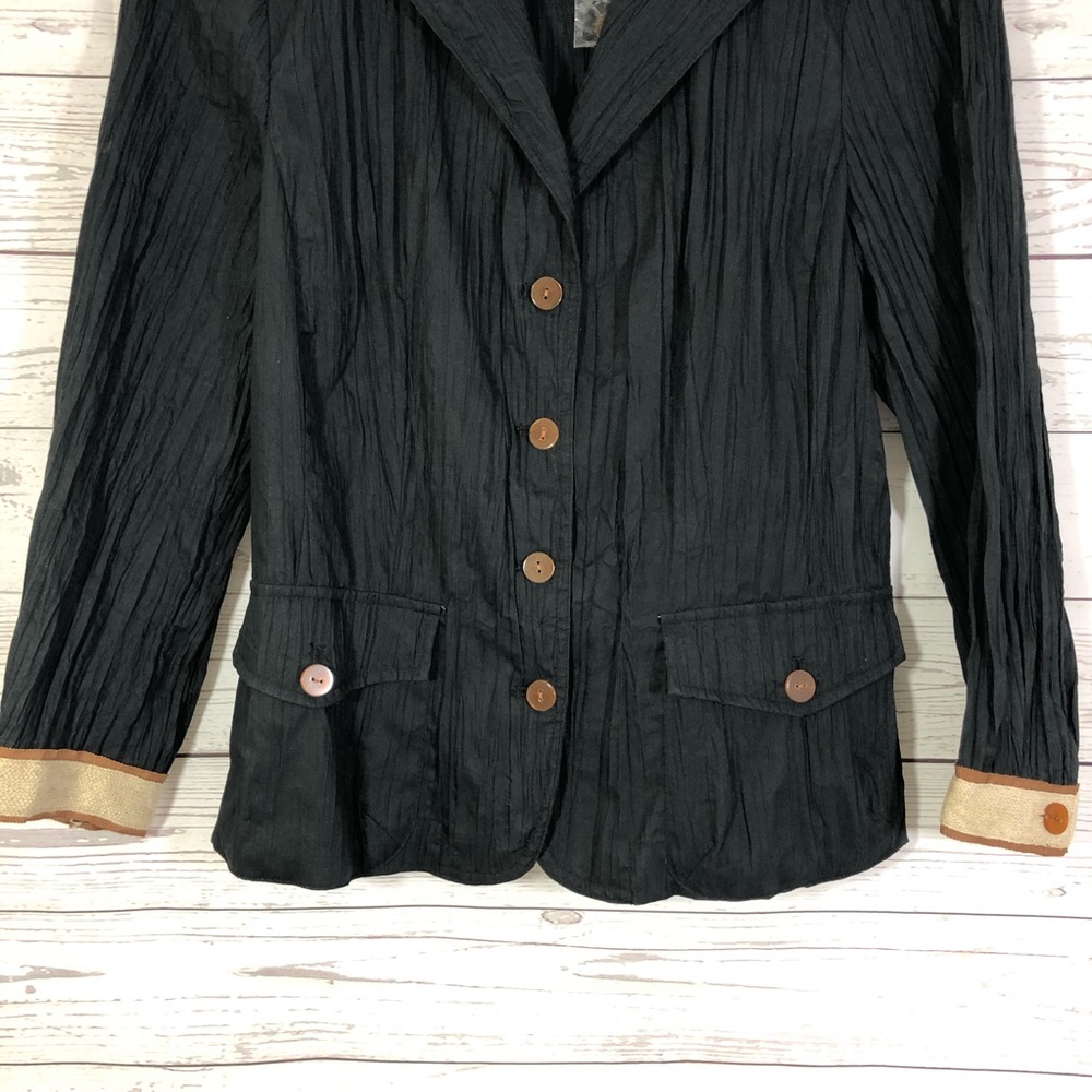 Nwot Spanner Button Front Blazer Jacket Black Tan… - image 6